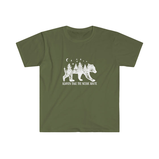 CHILL STITCH – Outdoor Camping Life - Unisex Softstyle T-Shirt – Bear Scenic Route