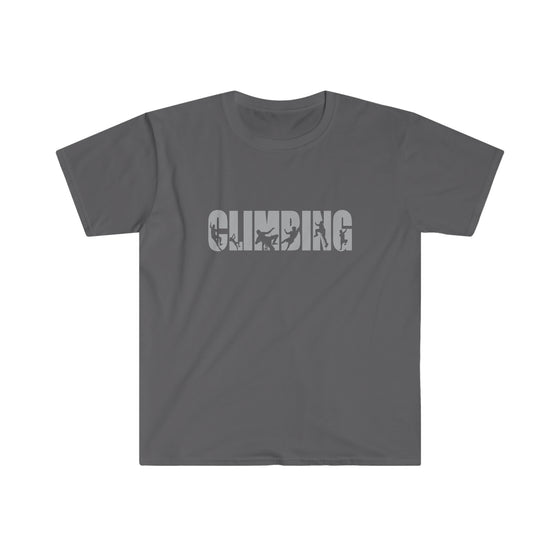 CHILL STITCH – Sporting Name Athlete Silhouettes - Unisex Soft Style T-Shirt – Rock Climbing