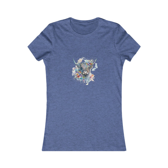 CHILL STITCH – Women’s Bella Canvas -T-shirt – Watercolor Highland Cow – V3