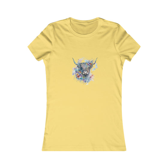 CHILL STITCH – Women’s Bella Canvas -T-shirt – Watercolor Highland Cow – V3