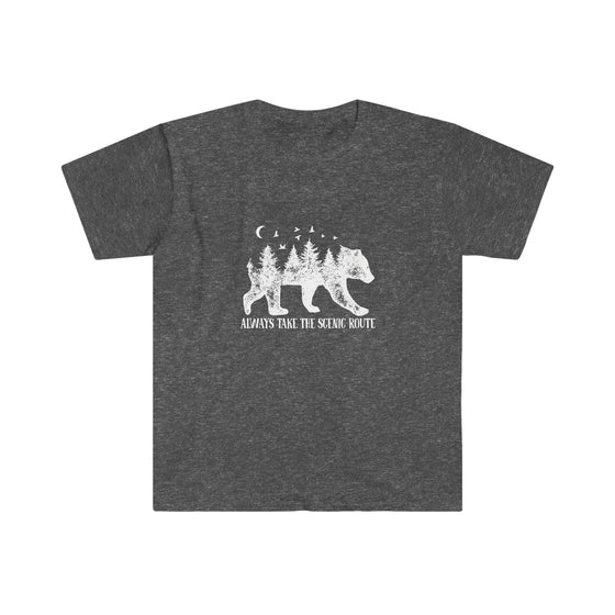 CHILL STITCH – Outdoor Camping Life - Unisex Softstyle T-Shirt – Bear Scenic Route