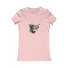  CHILL STITCH – Women’s Bella Canvas -T-shirt – Watercolor Highland Cow – V2